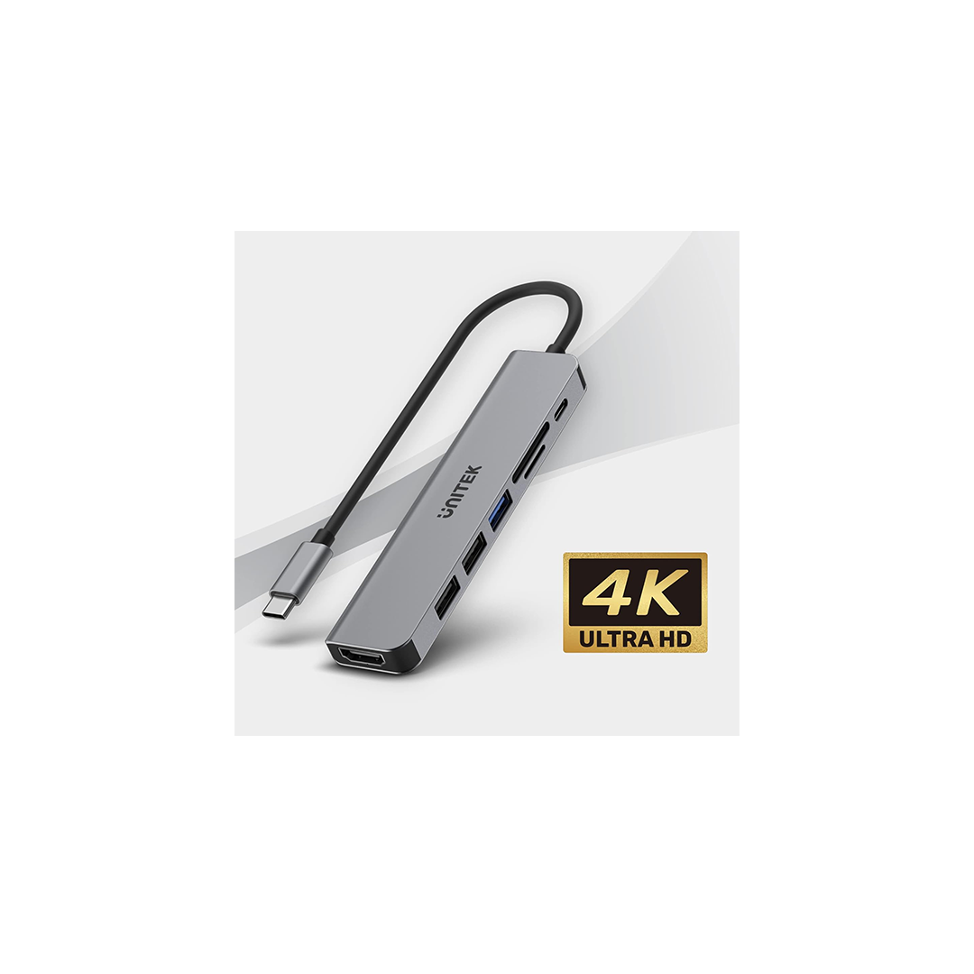 موزع Unitek H1118A uHUB S7+ USB-C 7 في 1 بسرعة 5 جيجابت في الثانية مع HDMI بدقة 4K وتوصيل طاقة 100 وات موزع Unitek H1118A uHUB S7+ USB-C 7 في 1 بسرعة 5 جيجابت في الثانية مع HDMI بدقة 4K وتوصيل طاقة 100 وات